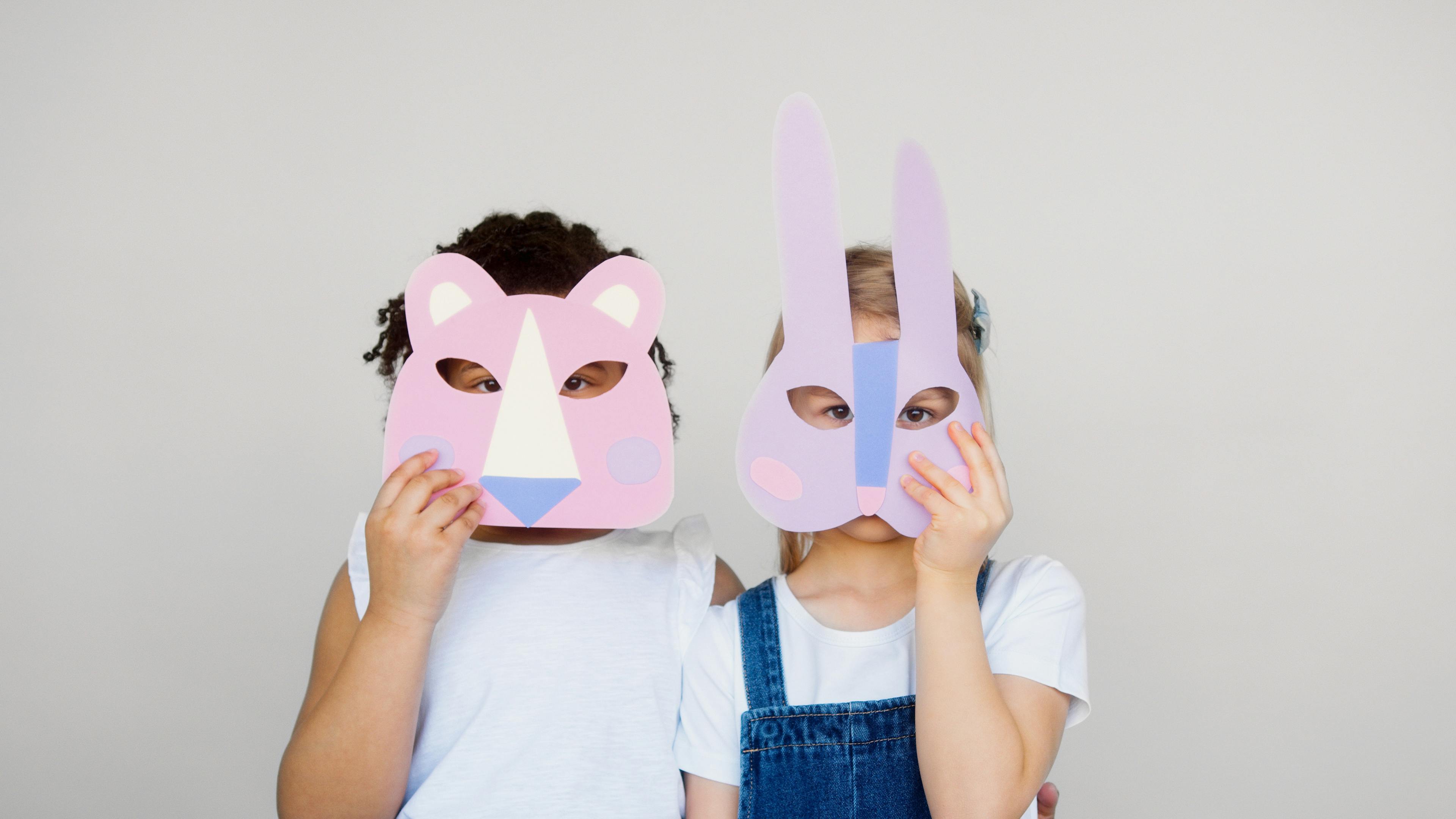 girls animal masks bear bunny